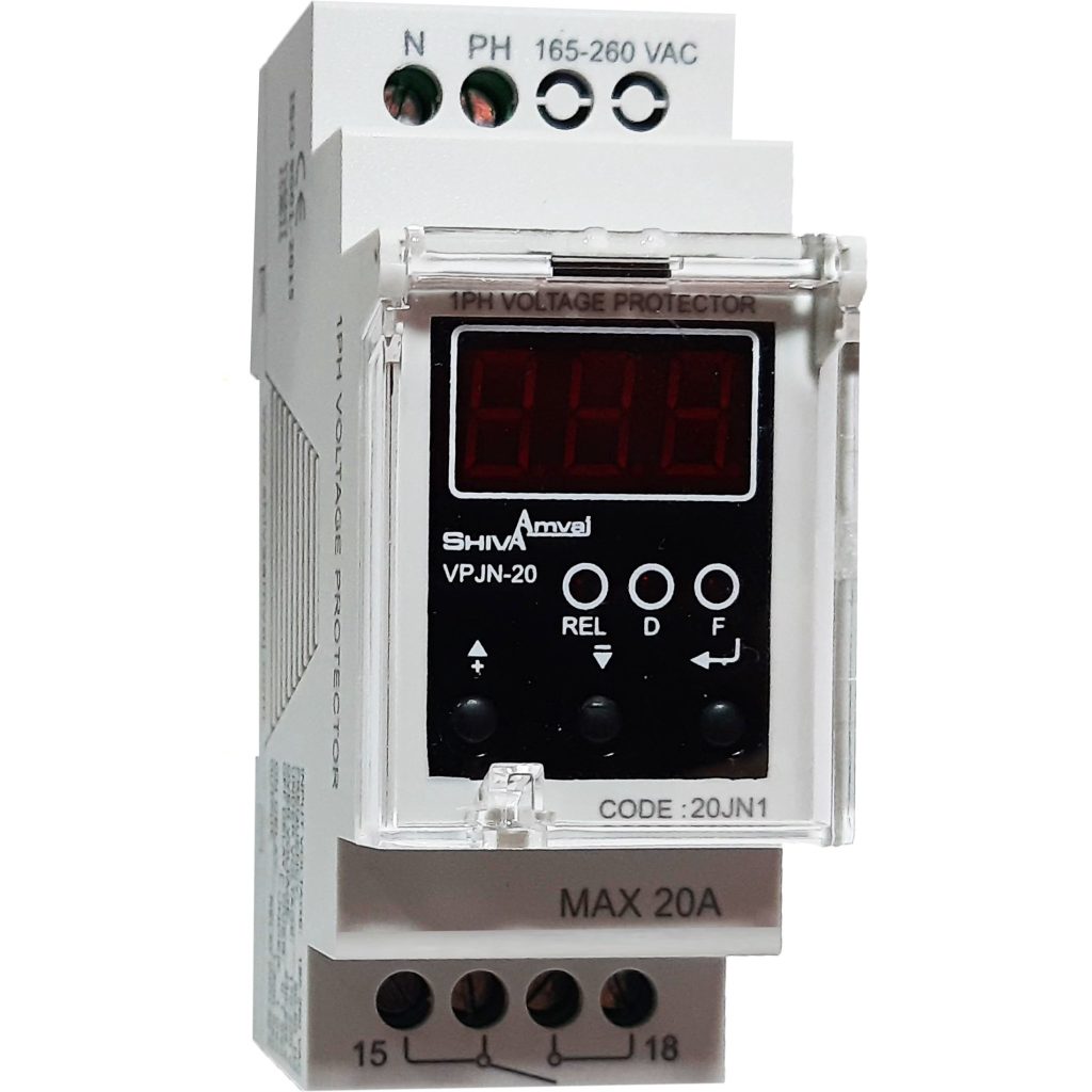 محافظ ولتاژ تک فاز دیجیتال مدل VPJN-20 کد 20JN1 شیوا امواج