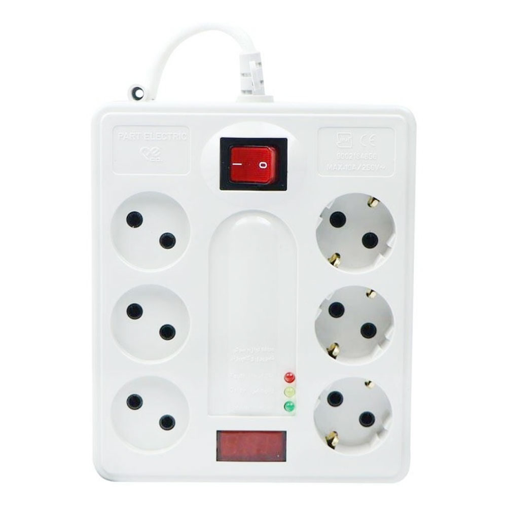 محافظ برق 6 خانه دیجیتالی پارت الکتریک کابل 3 متر کد 7381