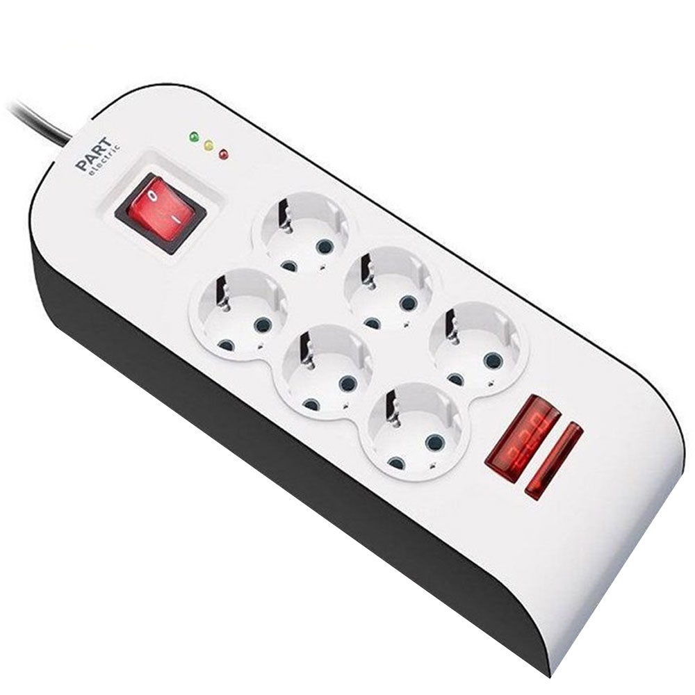 محافظ برق 6 خانه پارت الکتریک کابل 1.8 متر کد 8794