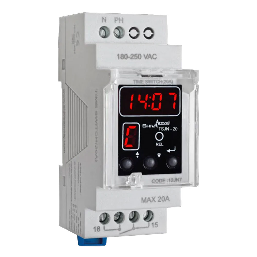 Shiva-Amvaj-TSJN-20-N-Series-20A-Time-Switch ساعت فرمان 20 آمپر سری N شیوا امواج مدل TSJN-20 کد 12JN7